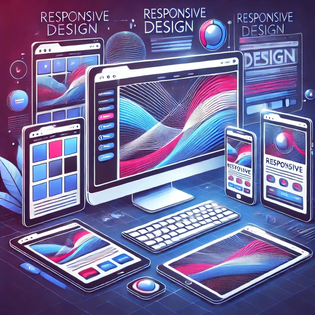 A modern computer screen displaying web design work, showcasing creative visuals in a workspace.